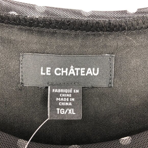 Le Chateau Black white Polka Dot short sleeve ruched NWT Dress Size XL - Picture 3 of 16